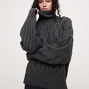 banana republic italian merino blend mixed stitch turtleneck sweater